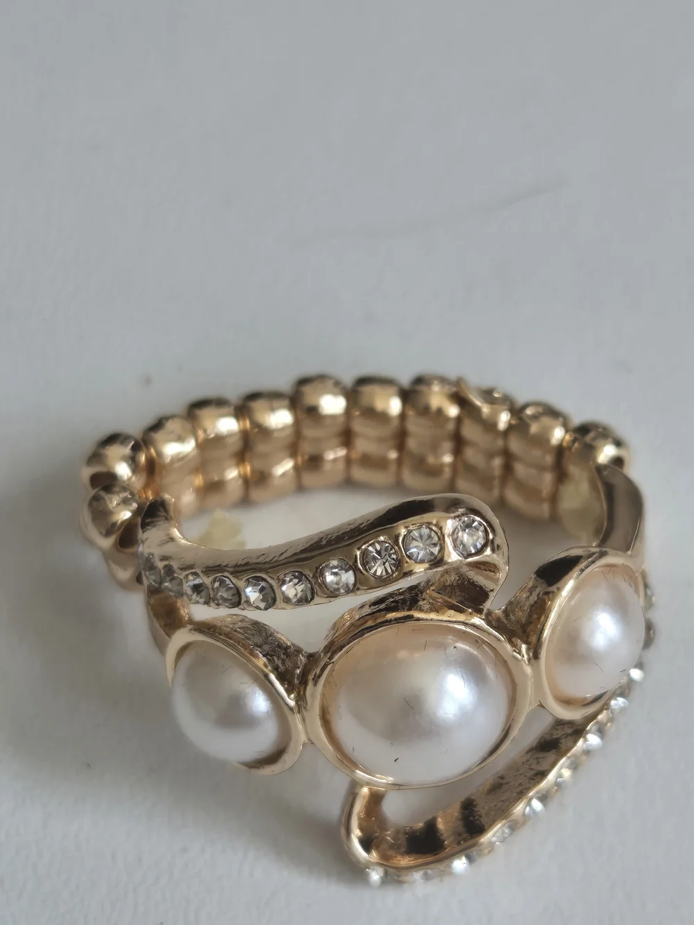 paparazzi Gold Pearl & Crystal Cluster Ring